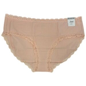 Jenni Intimates Womens 1X Core Panty Tail Lace Trim Beige Nude New With Tag